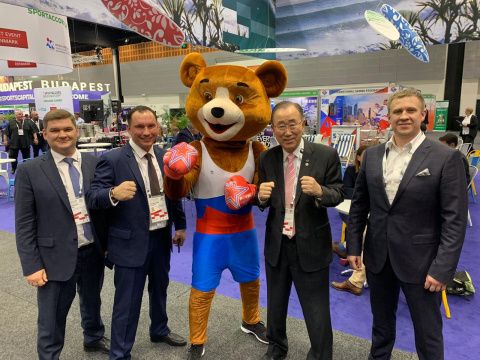 Восьмой Генеральный секретарь ООН Пан Ги Мун посетил стенд Федерации бокса России на Конвенции "СпортАккорд-2019"
