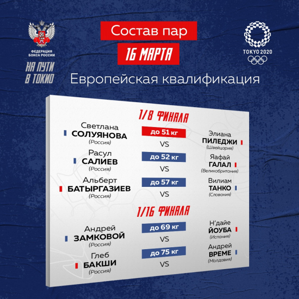 Расул Салиев и Альберт Батыргазиев могут завоевать олимпийские лицензии уже в понедельник. Расписание на 16 марта